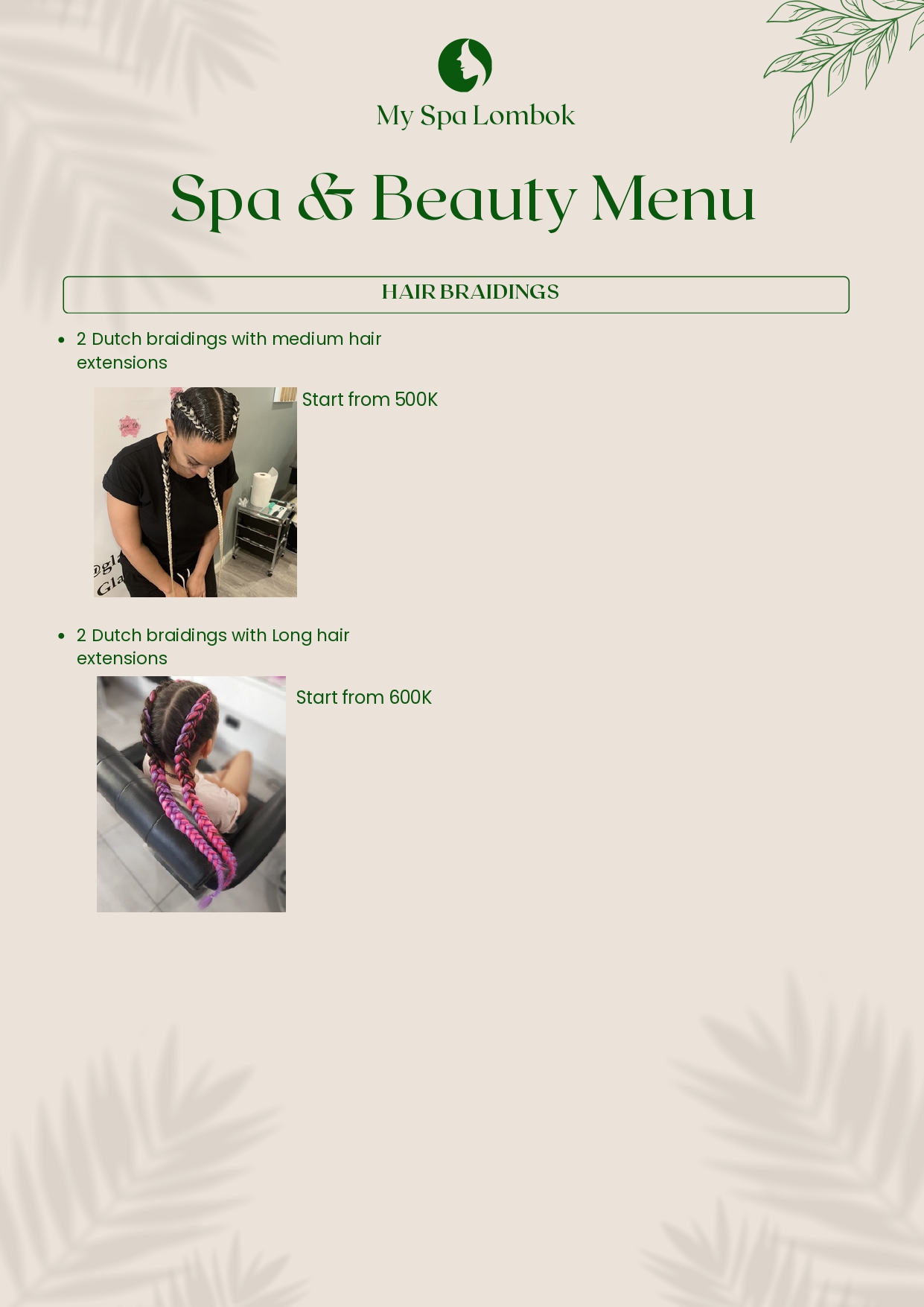 Special spa package deals and couple treatment menu at MY SPA LOMBOK Kuta Mandalika